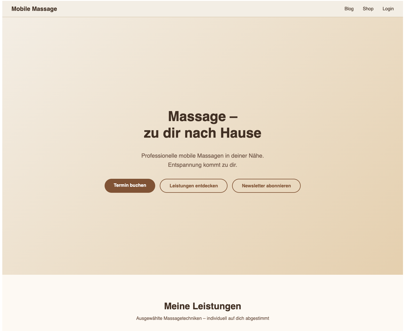 Mobile Massage – Agent-ready Webpräsenz Screenshot 1