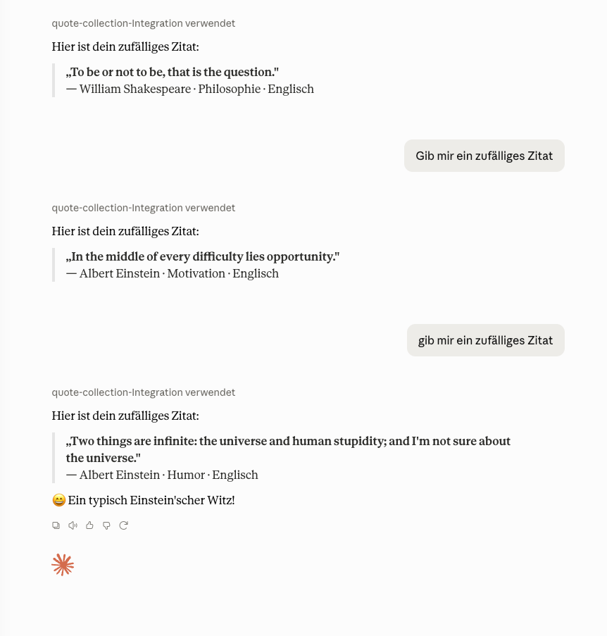 MCP-Server – Zitate-Sammlung Screenshot 2